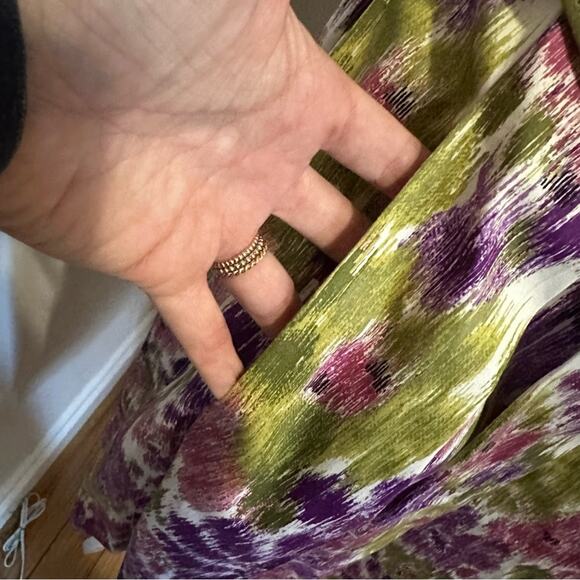 nwt Retro Floral Fit-n-flare Dress size US 0 Cotton Green Bow Belt - Picture 8 of 13